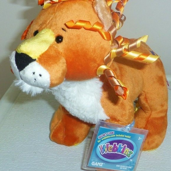 Curly Lion 9in Webkinz interactive wild cat sealed unused code MWMT new HM728 - Picture 2 of 3